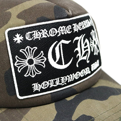 CHROME HEARTS Camo CH Embroidered Silver Trucker Cap