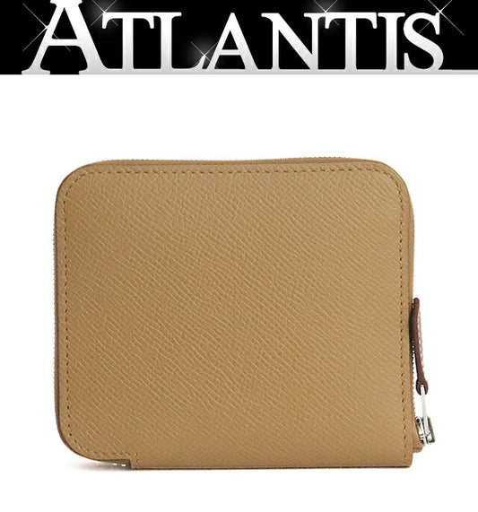HERMES Azap Compact Silkin Epsom Leather Chai