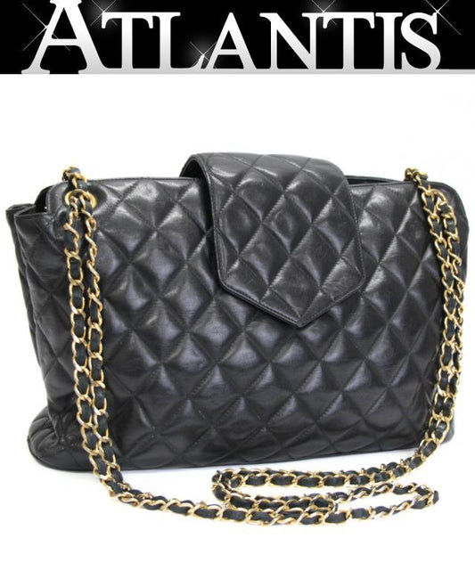 CHANEL Matelasse Double Chain Bag Black