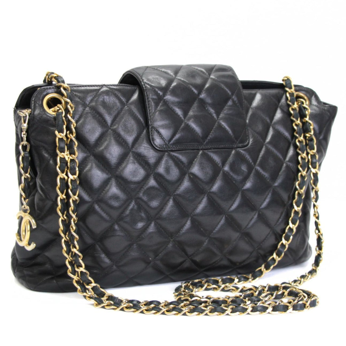 CHANEL Matelasse Double Chain Bag Black