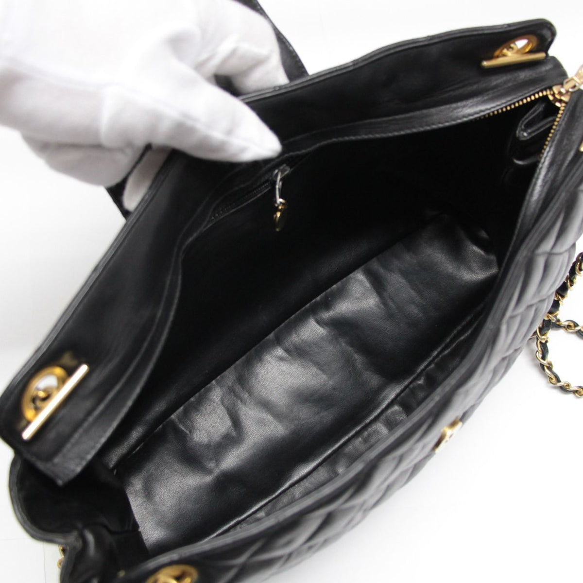 CHANEL Matelasse Double Chain Bag Black