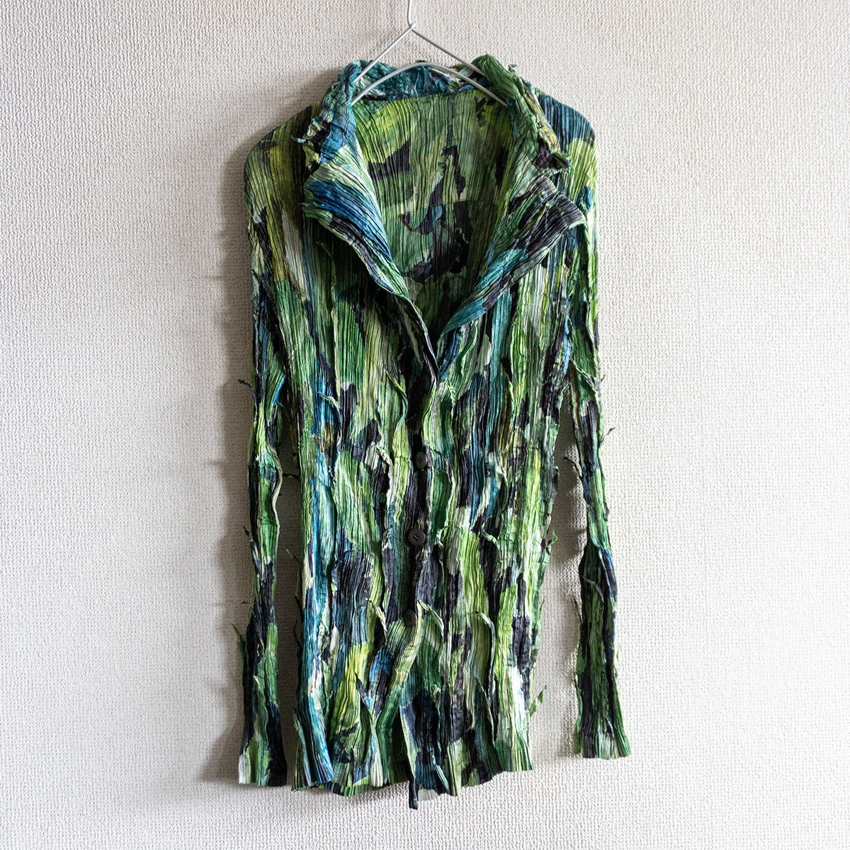 ISSEY MIYAKE FETE Pleated Crinkle Pattern Shirt Size L