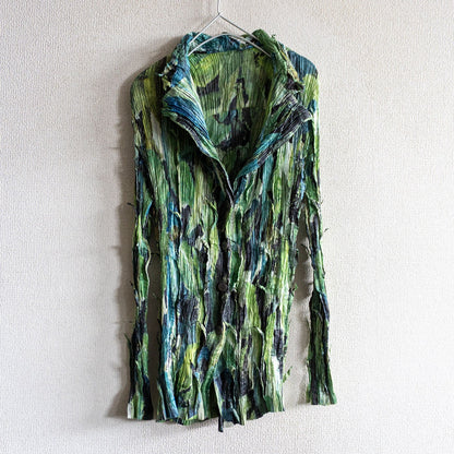 ISSEY MIYAKE FETE Pleated Crinkle Pattern Shirt Size L
