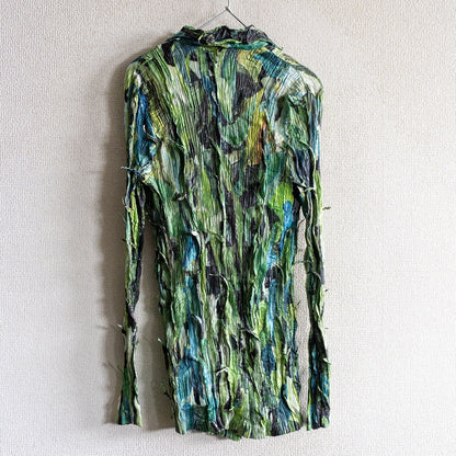 ISSEY MIYAKE FETE Pleated Crinkle Pattern Shirt Size L