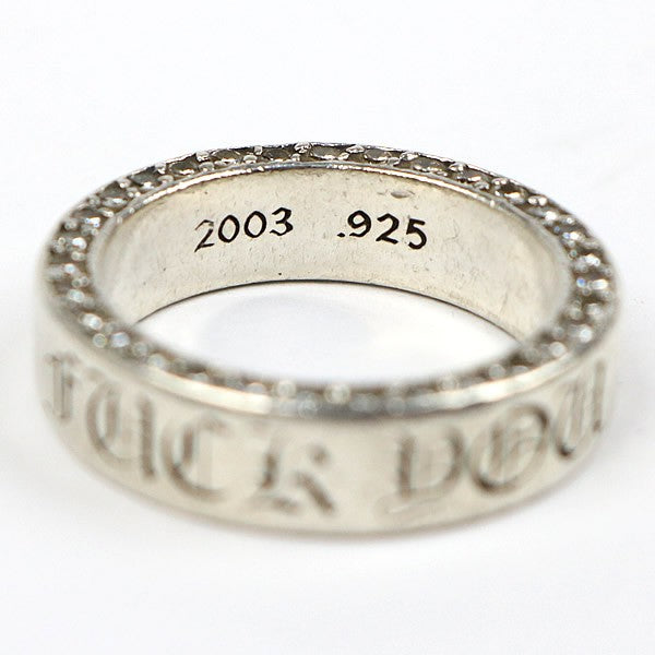 CHROME HEARTS FUCK YOU 6mm Spacer Diamond Silver Ring Size JP 20