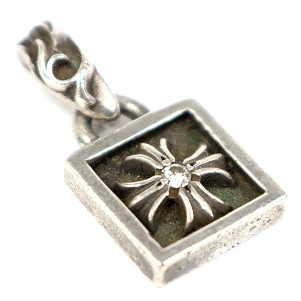 CHROME HEARTS Framed CH Plus Diamond Pendant Charm Silver
