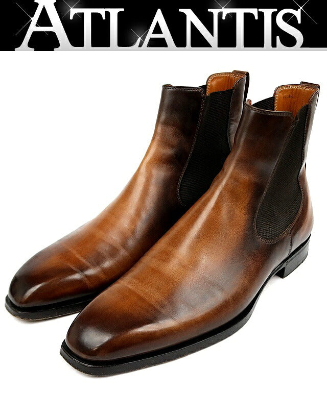 Berluti Brown Venezia Scritto Leather Gore Boots Size 6.5