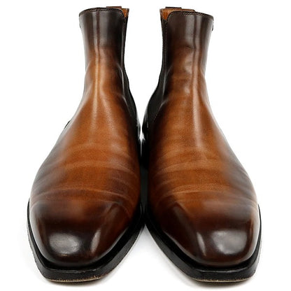 Berluti Brown Venezia Scritto Leather Gore Boots Size 6.5