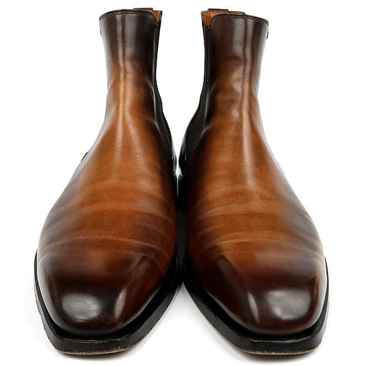 Berluti Brown Venezia Scritto Leather Gore Boots Size 6.5