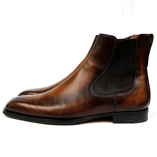 Berluti Brown Venezia Scritto Leather Gore Boots Size 6.5