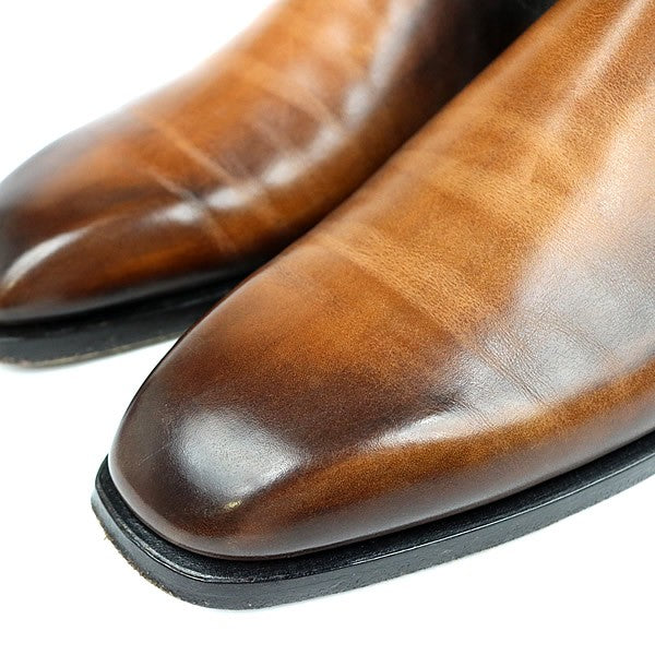 Berluti Brown Venezia Scritto Leather Gore Boots Size 6.5