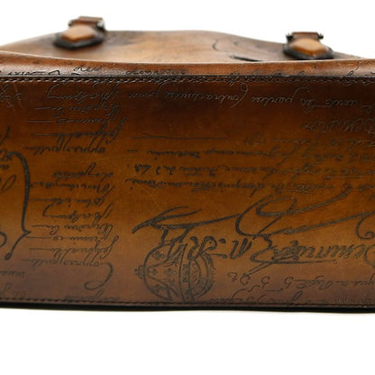 Berluti Toujours Scritto Calligraphy Leather Tote Bag Brown