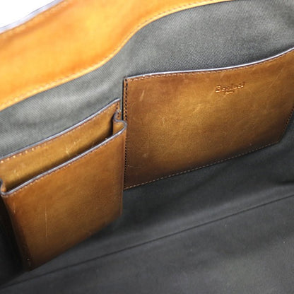 Berluti Toujours Scritto Calligraphy Leather Tote Bag Brown