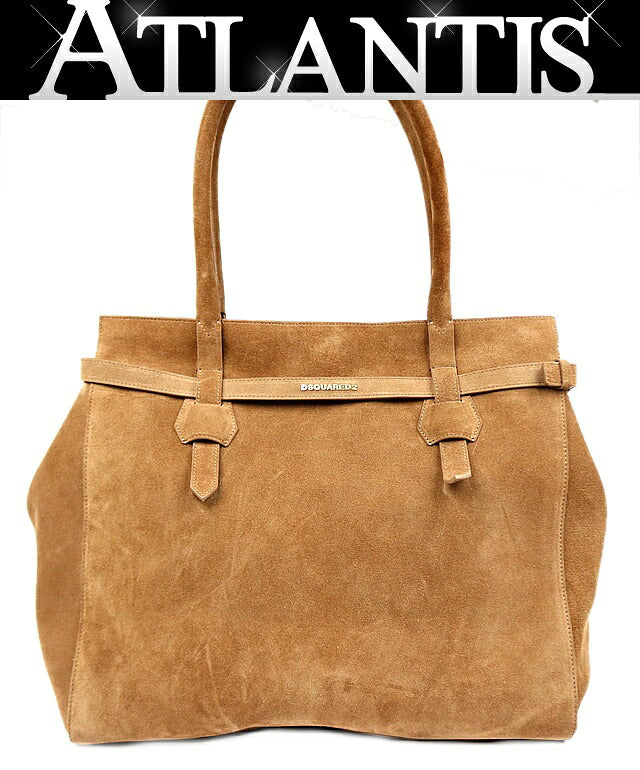 DSQUARED2 Brown Suede Twin Shopping Tote Bag