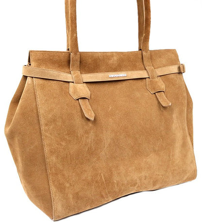 DSQUARED2 Brown Suede Twin Shopping Tote Bag