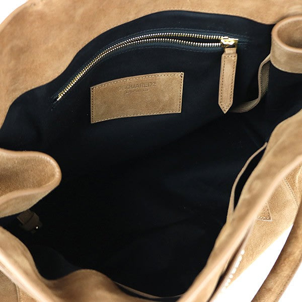 DSQUARED2 Brown Suede Twin Shopping Tote Bag