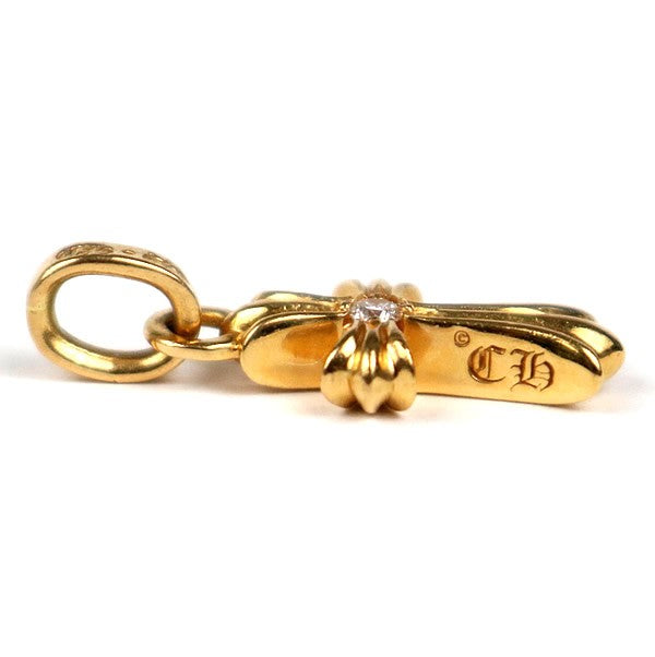 CHROME HEARTS 22K New Baby Fat Cross 2P Diamond Charm Gold