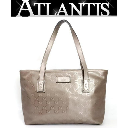 GUCCI GG Imprime PVC Leather Tote Bag Gold