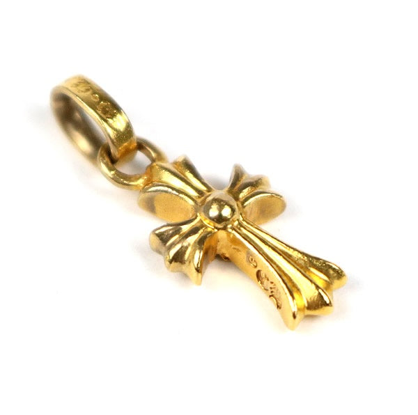 CHROME HEARTS 22K Baby Fat Cross Pave Diamond Charm Gold