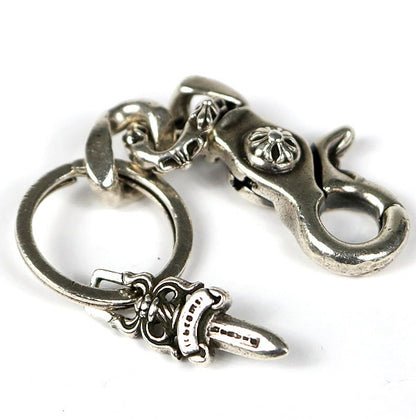 CHROME HEARTS Fancy Link #5 Dagger Keychain Silver Wallet