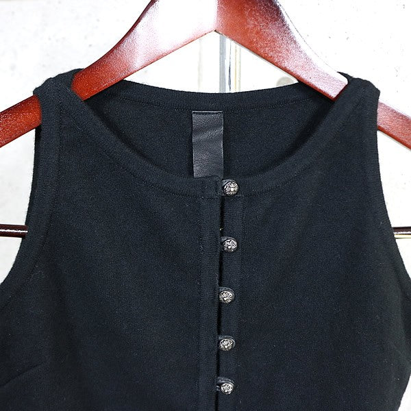 CHROME HEARTS Cashmere Cross Button Tank Top Black Size S