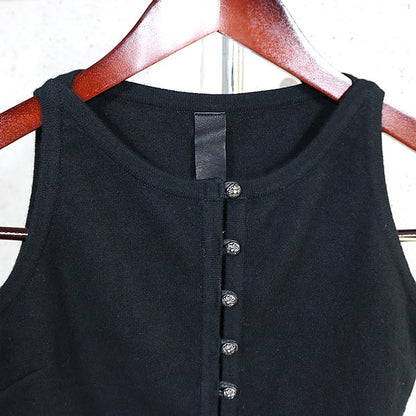 CHROME HEARTS Cashmere Cross Button Tank Top Black Size S