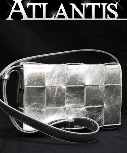 BOTTEGA VENETA Cassette Leather Bag Silver