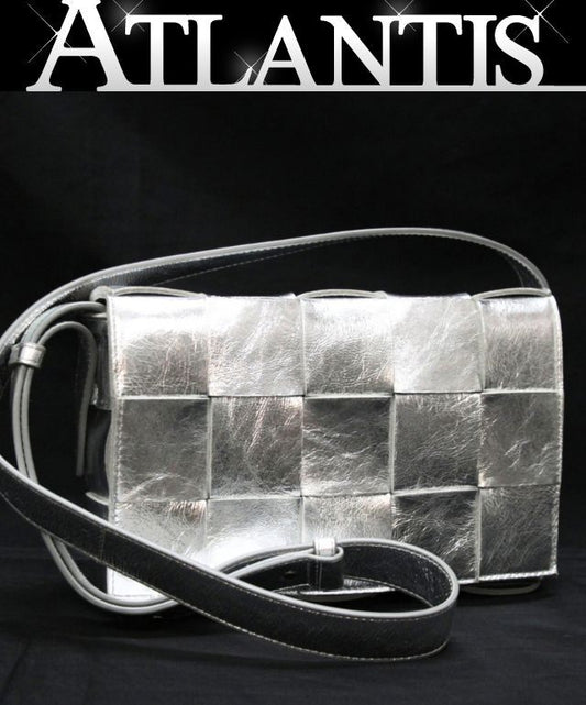 BOTTEGA VENETA Cassette Leather Bag Silver