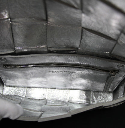 BOTTEGA VENETA Cassette Leather Bag Silver