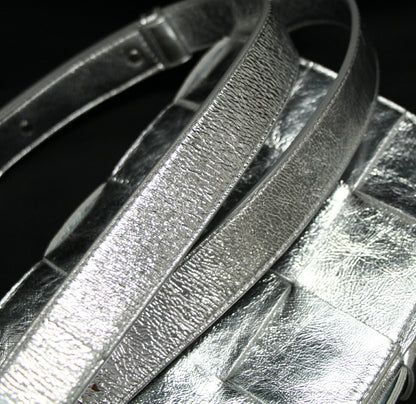 BOTTEGA VENETA Cassette Leather Bag Silver