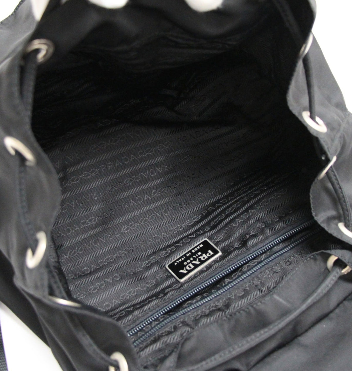 PRADA Double Pocket Nylon Backpack Black