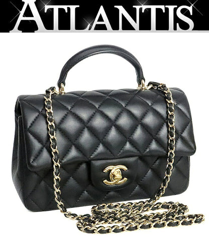 CHANEL Matelasse Mini Top Lambskin Black Shoulder Bag