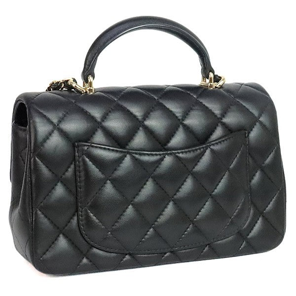 CHANEL Matelasse Mini Top Lambskin Black Shoulder Bag