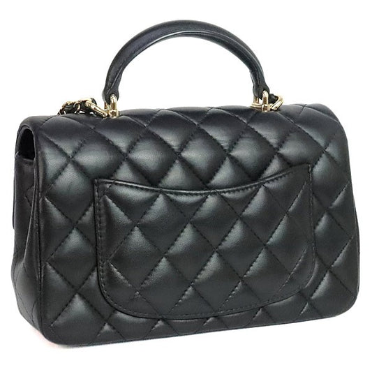 CHANEL Matelasse Mini Top Lambskin Black Shoulder Bag
