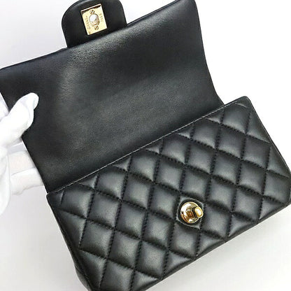 CHANEL Matelasse Mini Top Lambskin Black Shoulder Bag