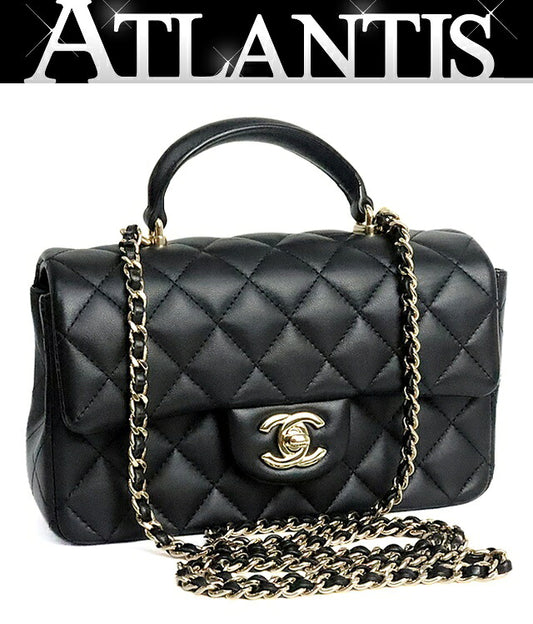 CHANEL Matelasse Mini Top Handle Bag Black