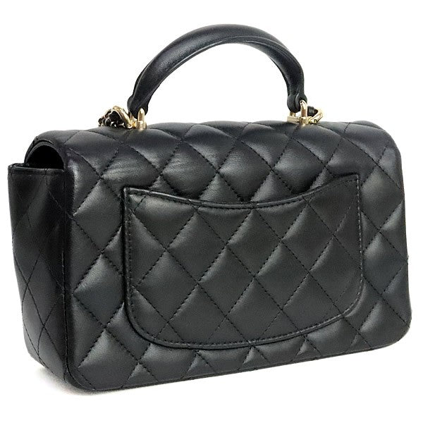 CHANEL Matelasse Mini Top Handle Bag Black