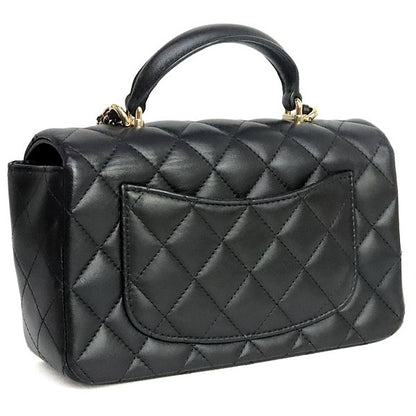 CHANEL Matelasse Mini Top Handle Bag Black