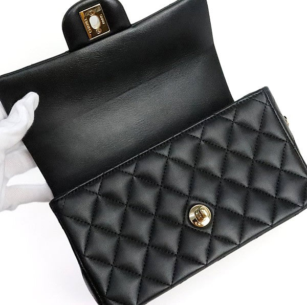 CHANEL Matelasse Mini Top Handle Bag Black
