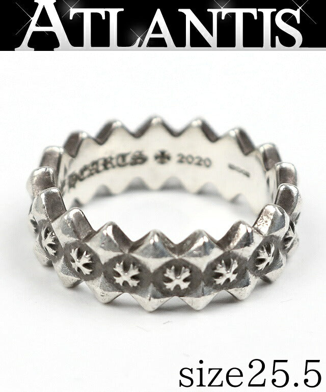CHROME HEARTS Double Pyramid Plus Ring SV925 Size JP 25.5