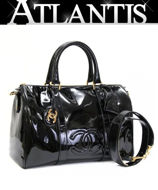 CHANEL Coco Mark 2-Way Patent Bag Black