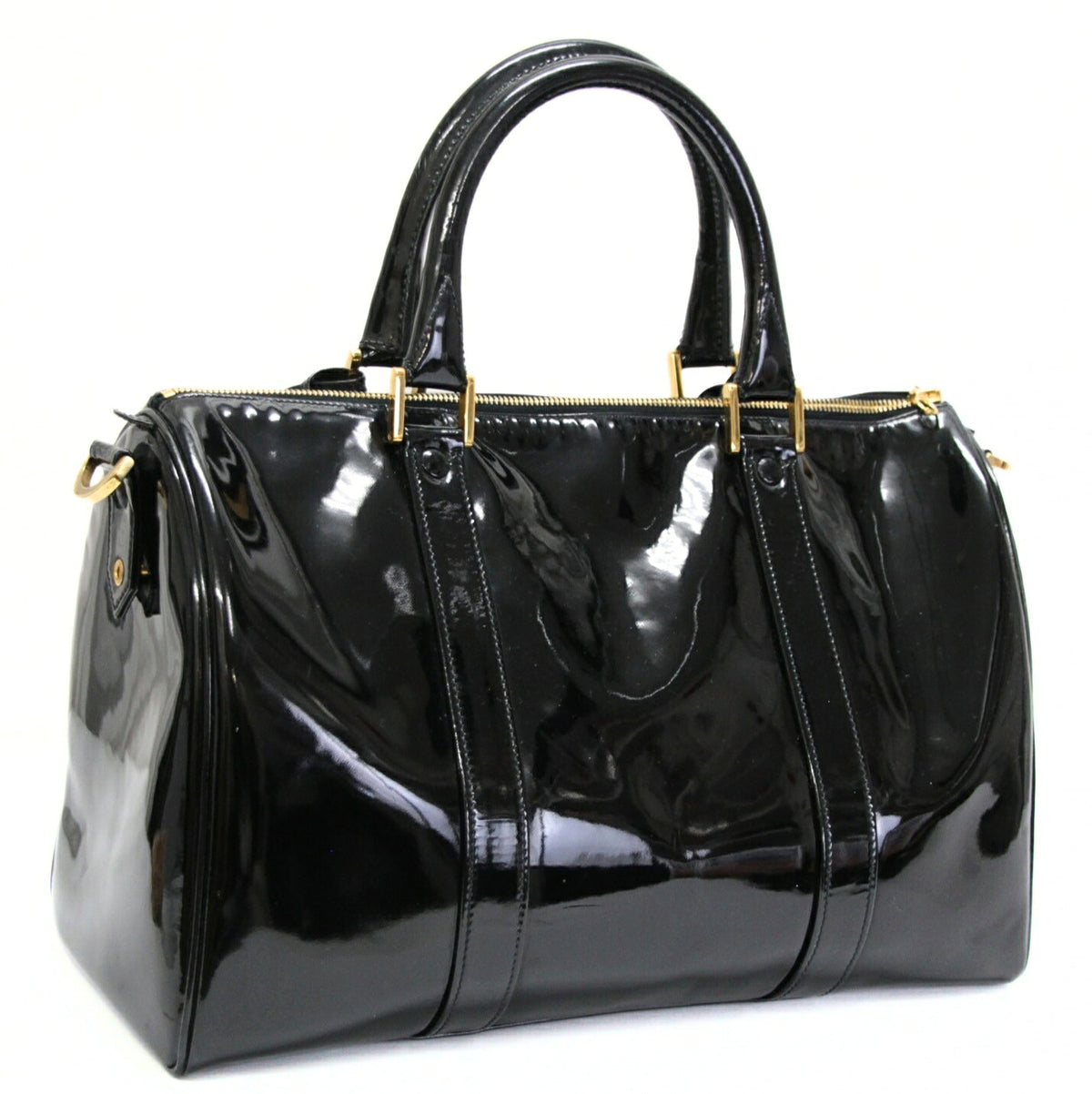 CHANEL Coco Mark 2-Way Patent Bag Black