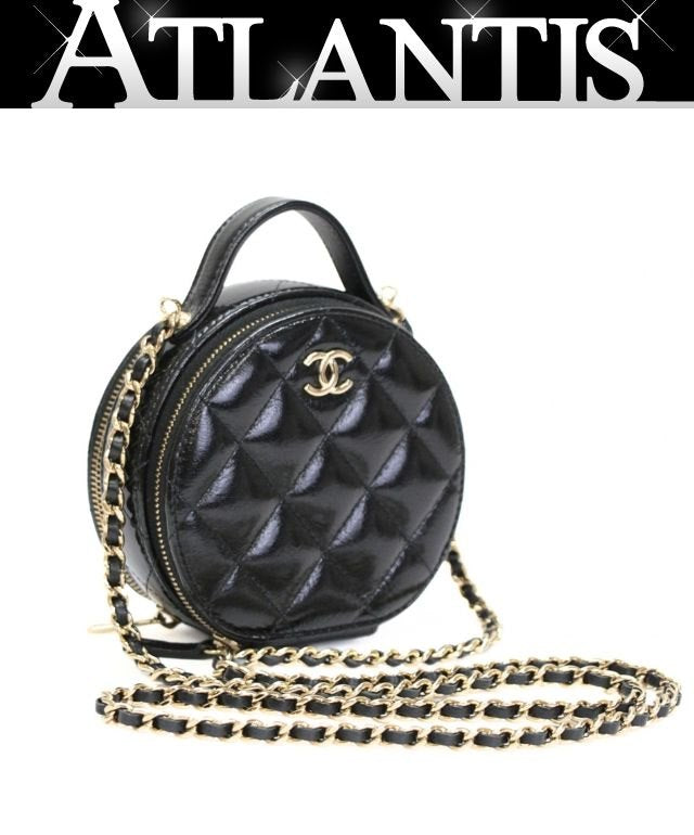 CHANEL Matelasse Round Chain Bag Black