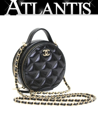 CHANEL Matelasse Round Chain Bag Black