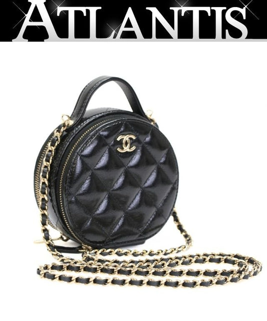 CHANEL Matelasse Round Chain Bag Black