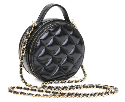 CHANEL Matelasse Round Chain Bag Black