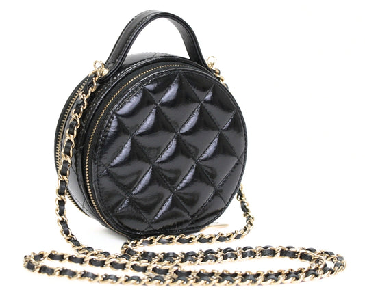 CHANEL Matelasse Round Chain Bag Black