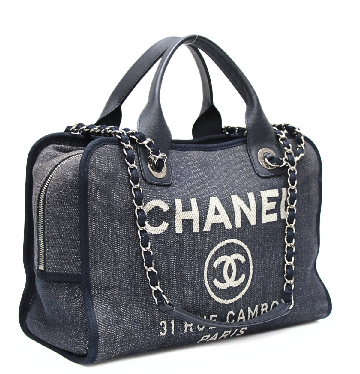 CHANEL Deauville Bowling 2-Way Bag Navy