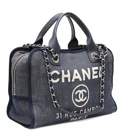 CHANEL Deauville Bowling 2-Way Bag Navy
