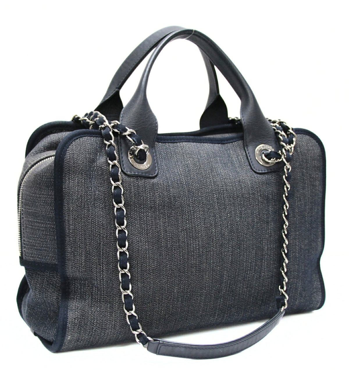 CHANEL Deauville Bowling 2-Way Bag Navy